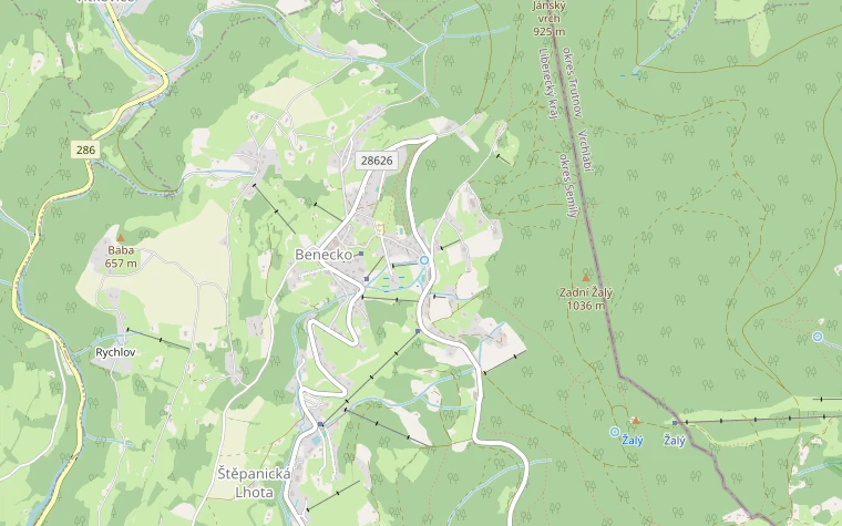 Mapa okolí — Pension Liduška, Benecko 106